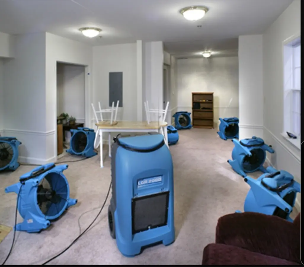 Air movers and dehumidifier setup for Water Extraction & Removal in Lynchburg